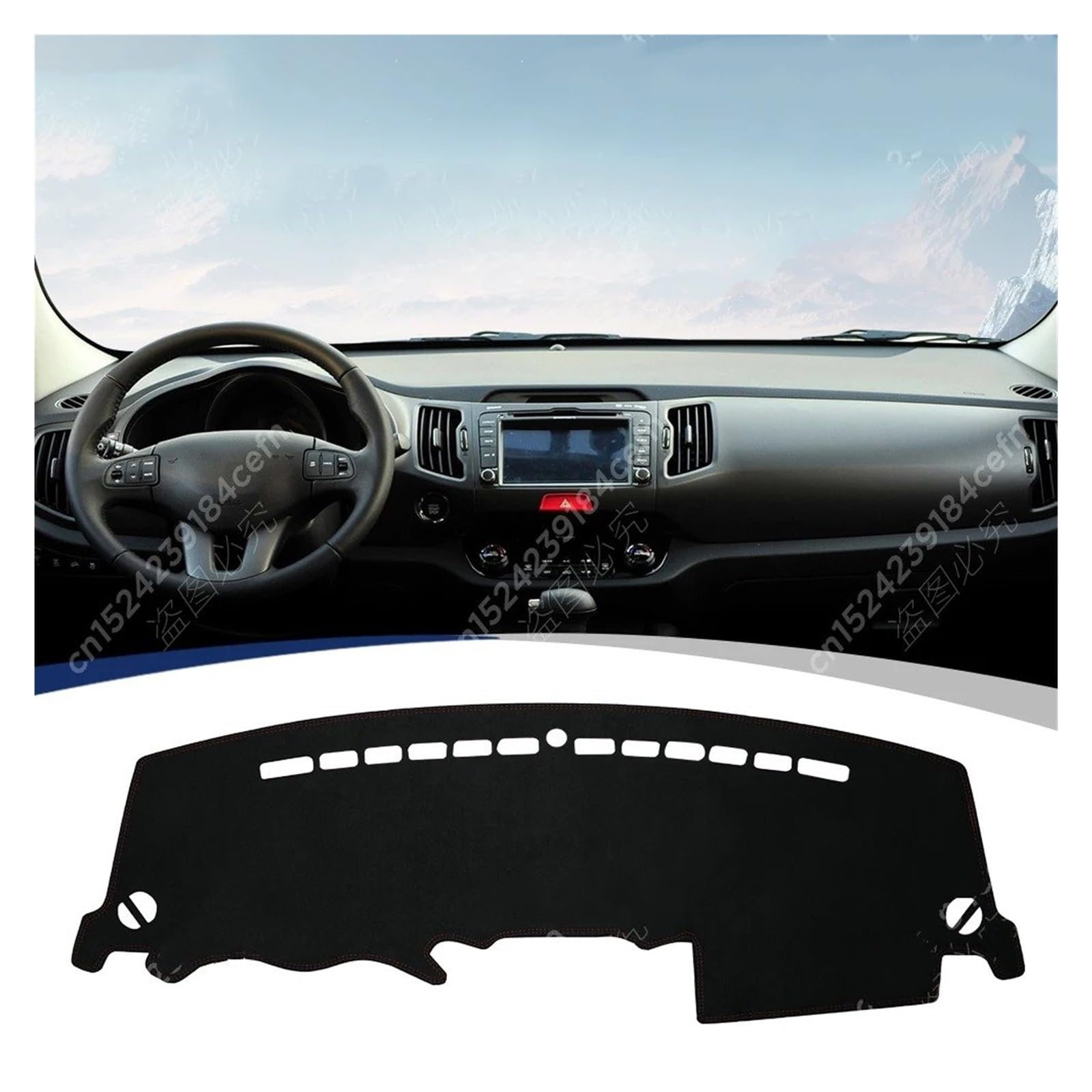 Auto Cruscotto Copertura Per Kia Per Sportage 3 2011 2012 2013 2014 2015 Tappetino Parasole Anti-UV Tappetini Per Auto Accessori Per Cruscotto Auto(LHD Suede-Black edge)