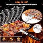 Paniers pour Grill extérieur, 2PCS BBQ Panier de grillage avec poignée amovible en bois, en acier inoxydable Camping Grill Accessoires pour la viande poisson Légume fruits de mer, Cadeaux pour les hommes