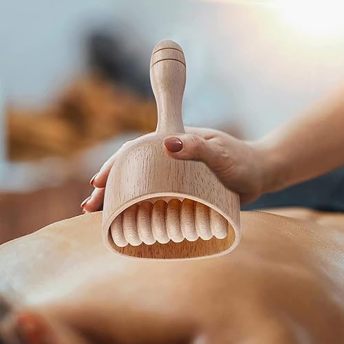 Miniatura 7 de Taza de terapia de madera con rodillo, herramientas de masaje de terapia de madera, rodillo masajeador facial, palo de masaje de mano, taza de