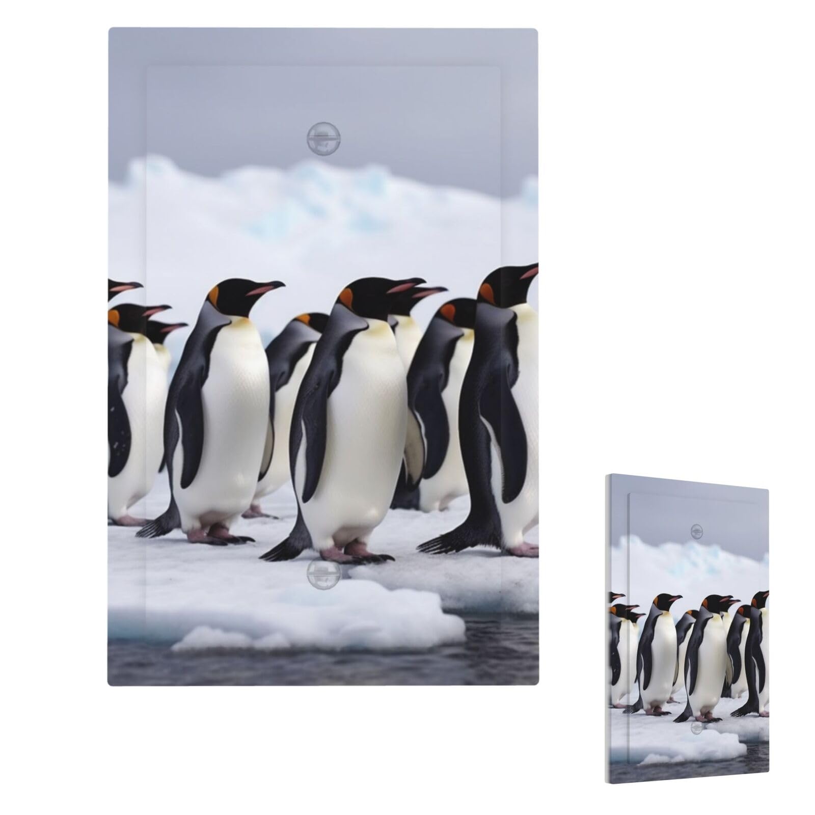 Antarctica Penguins Wall Plate Cover Modern Decorative 1 Gang Light Switch Cover Unbreakable Receptacle Outlet Covers For Living Room Bedroom Home Decor Single Blank