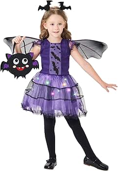 Fledermaus Halloween Kostüm Für Kinder - Lila Overall Mit Kapuze Für Jungen & Mädchen