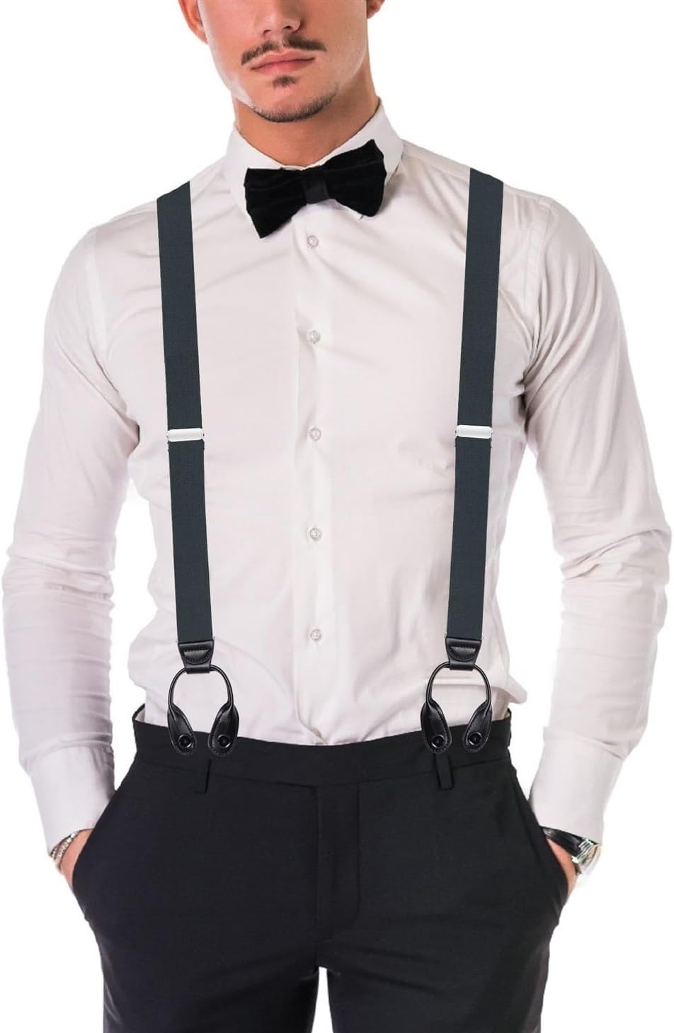 Buyless Fashion Butten End Suspenders for Men - 48" Adjustable Straps 1 1/4" - Y Shape - Image 7