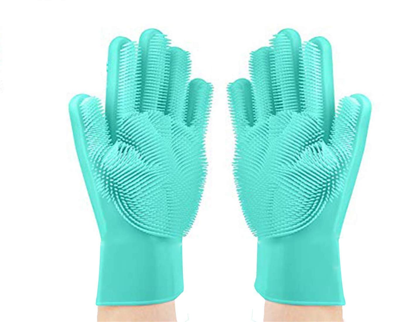 Maverick Magic Silicone Gloves with Wash Scrubber, Reusable Brush Heat Resistant Gloves Kitchen Tool for Cleaning, Dish Washing, Washing The Car, Pet Hair Care - 1 Pair (Multicolor) (B07MCMN2FC) Amazon Price History, Amazon Price Tracker