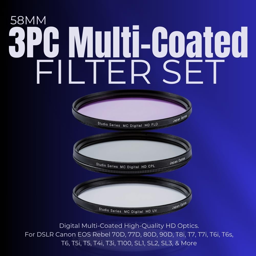 Amazon.com : 58mm Multi-Coated 3 Piece Filter Kit (UV-CPL-FLD) for