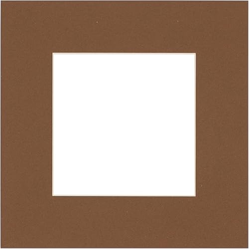 Tapete de 16 x 16 pulgadas con corte biselado para fotos de 12 x 12 pulgadas, color marrón roble envejecido precortado, apertura de tablero de fotos