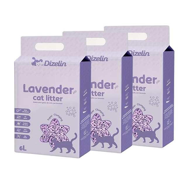 Arena para Gatos deTofu ecológico Vegetal Arena Natural Aglomerante (Lavender-18L)