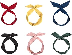 Anawakia Lot de 6 Serre-tête vintage avec nœud pour cheveux, Bandeau Fil de Fer, Bandeaux Cheveux Femme Couleur Fil Flexible Headbands Accessoires pour Cheveux Bande