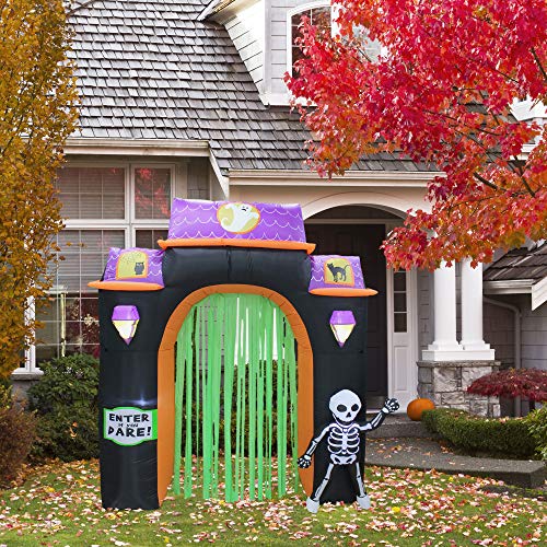 Productworks 8-Foot Spooky Town Haunted House Archway Pre-Lit Yard Art Inflatable Halloween Display #TOP4