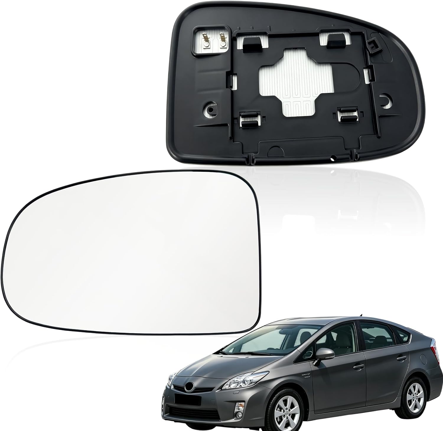 Right Passenger Side Heated Mirror Glass Replacement for 2010-2015 Toyota Prius,Car Side Rear View Mirrors Glass with Power Heated