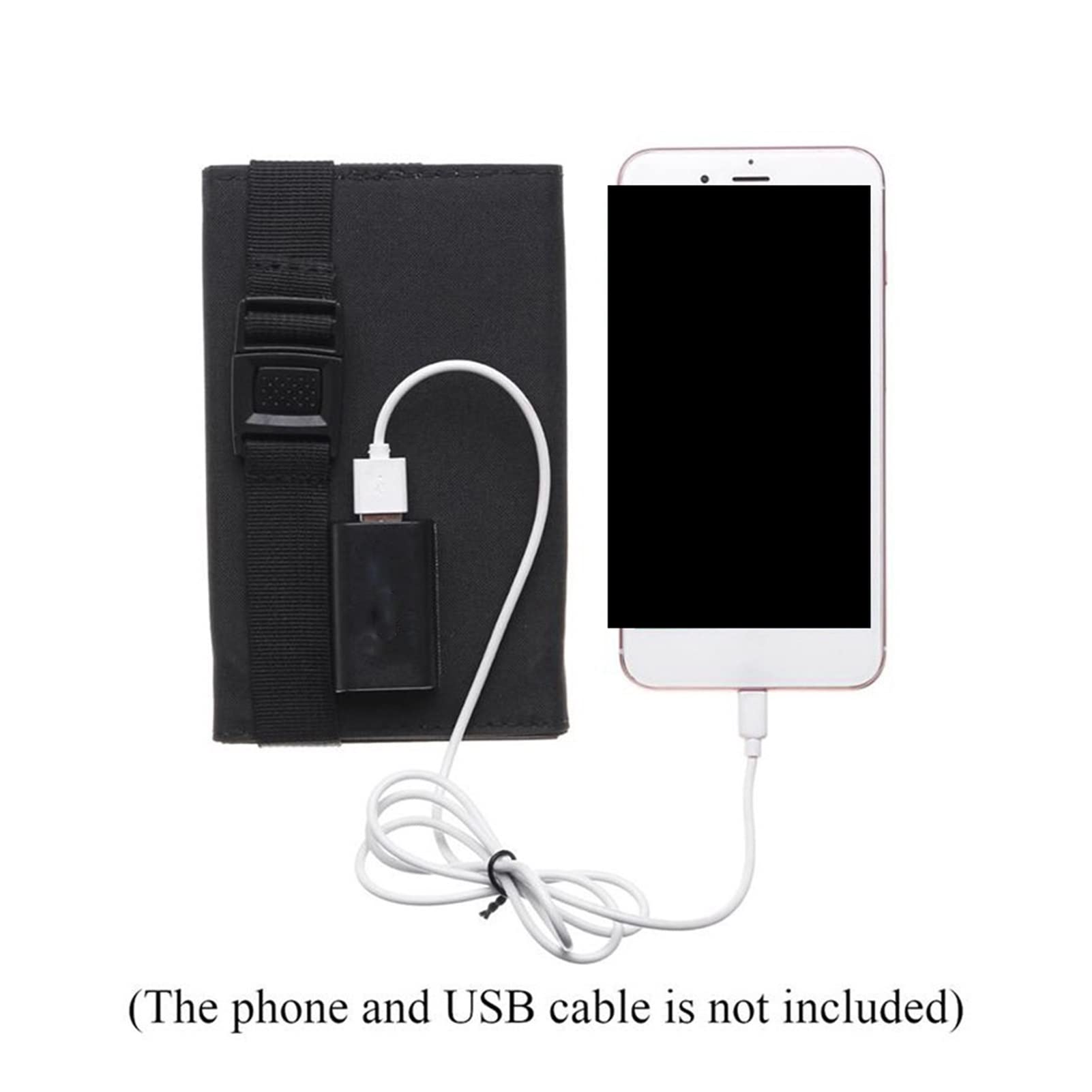 USB Składane panele słoneczne przenośne elastyczne małe wodoodporne panele solarne 5V ogniwa do ładowarki z telefonu komórkowego(Nero)
