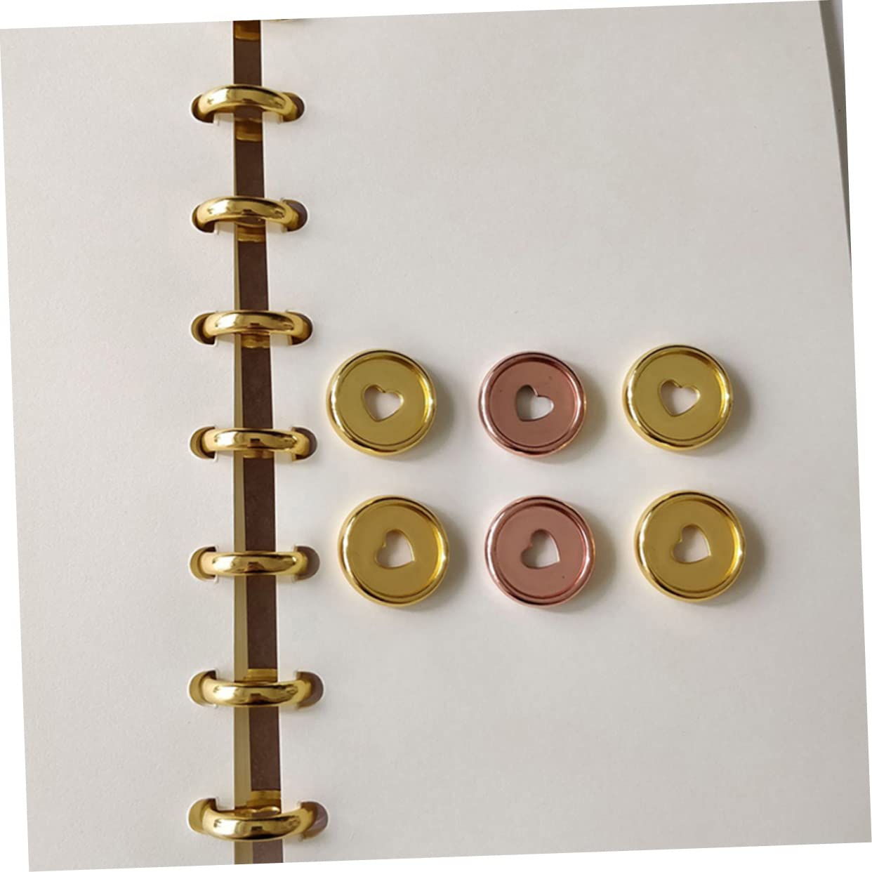 TEHAUX 80stücke Lose Blattbindewerkzeuge Multi-use Bindungsringe Für Notizbücher Und Planer Glänzende Herz-binder-scheiben Gold Und Roségold
