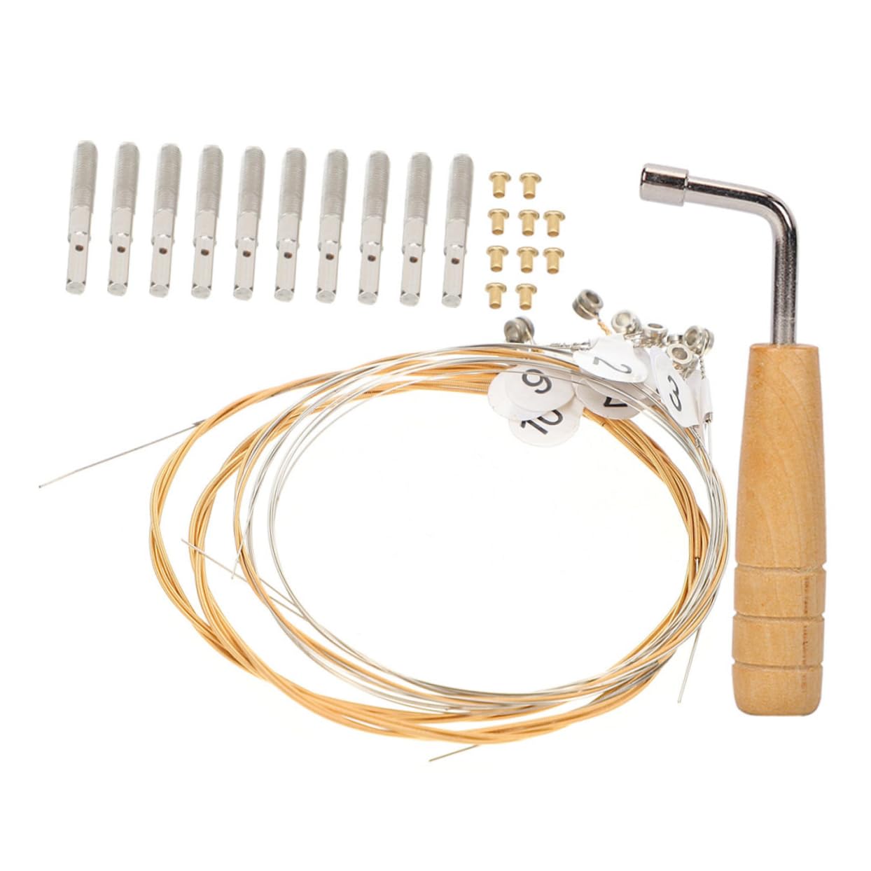 BESPORTBLE 1Set Lyre Strings Replacement Kit with Metal Strings Pegs and Tuning Wrench Durable Lyre Parts for Enhanced Sound Quality and Easy Tuning