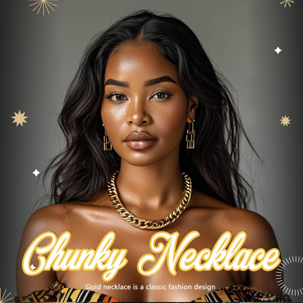 Sixexey African Jewelry Set Chunky Gold Necklace Set Cuban Link Chain Necklace Bracelet Set for Women - Image 7