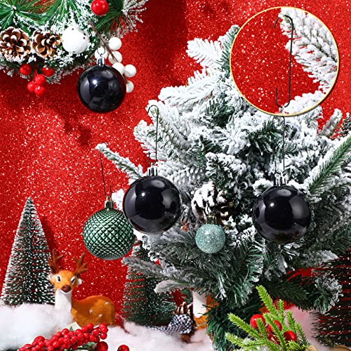 Mixweer 120pcs Christmas Ornament Hooks 0.51 x 2.36'' C Shape Ornament Hooks with Storage Box Christmas Tree Hooks for Decorations Metal Wire Hanging for Party Decor (Black)