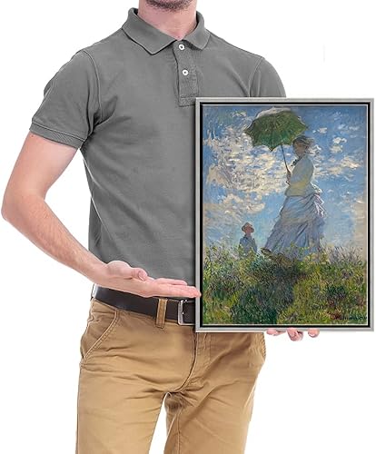 Miniatura 7 de Wieco Art Arte de pared enmarcado para mujer, con sombrilla, Madame Monet y su hijo de Claude Monet, famosas pinturas al óleo clásicas, impresiones