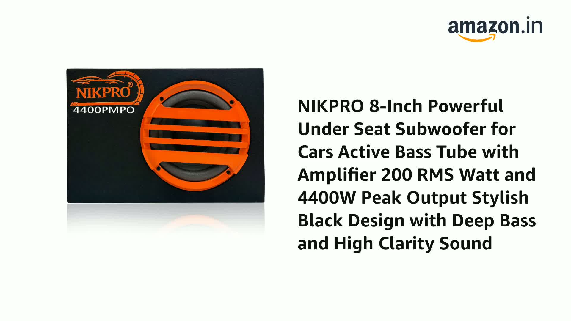 NIKPRO 8-Inch Powerful Under Seat Subwoofer for Cars Active Bass
