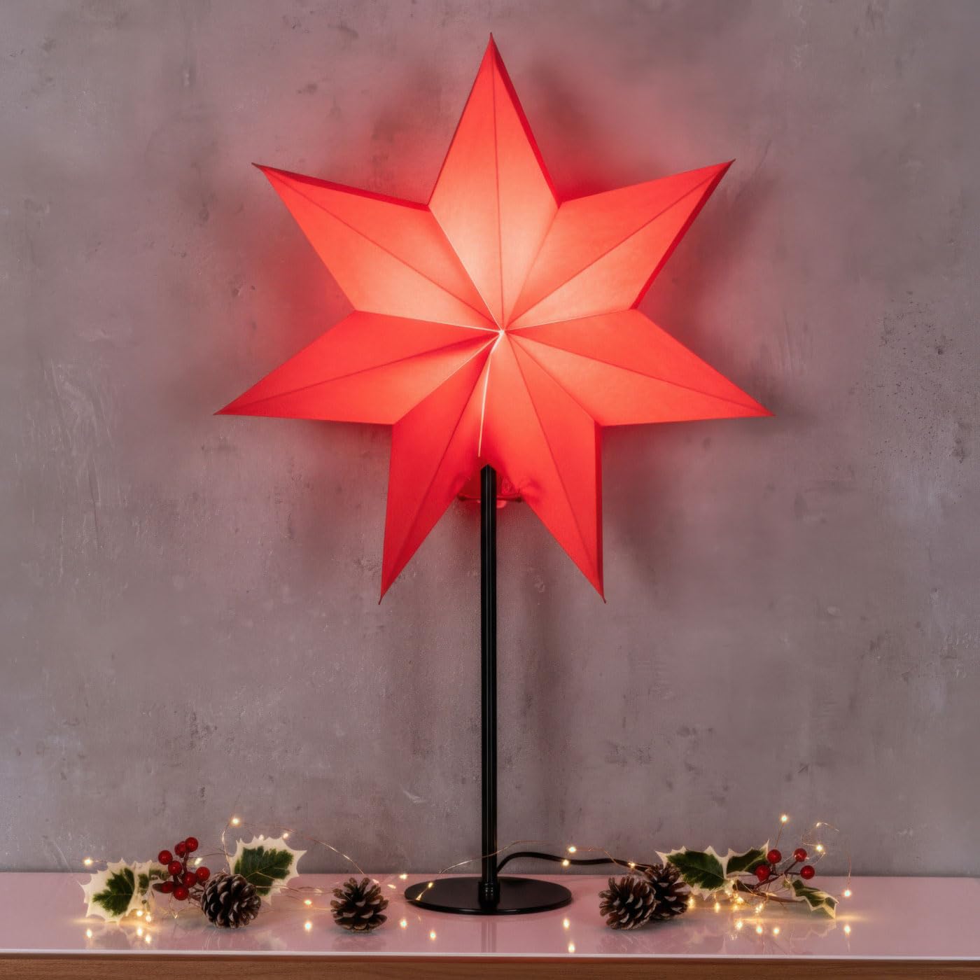 Hangende metalen ster met LED | 50 cm | Zwart | It's all about Chri