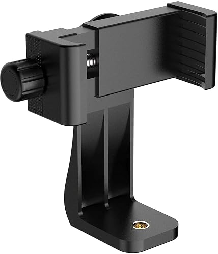 INEFABLE Tripod Mount Adapter 360-Degree Cell Phone Holder with Adjustable Clamp Phone for Smartphones & All Types of Tripods with 1/4 Screw - Black - Pack of 1
