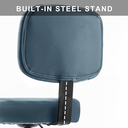 Vista 14 de Taburete de taller resistente con respaldo ergonómico, ruedas de goma con cerradura y reposapiés alto, giro de 360°, altura ajustable para banco