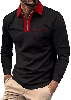 Camiseta de manga larga con cremallera de manga larga para hombre de primavera e informal