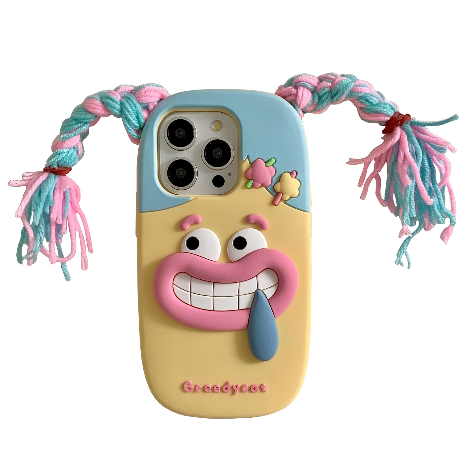 QoKcoahn Case for iPhone 15 Pro Max,Funny 3D Cartoon DIY Colorful Hair Girl Cases Cute Kawaii Phone Cases Soft Silicone Shockproof Protective Case