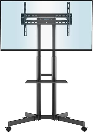 BONTEC Supporto da pavimento per TV da 32-85 pollici a LED LCD OLED al plasma piatto curvo, altezza regolabile alto TV Stand con staffe fino a 60kg, Max VESA 600x400mm