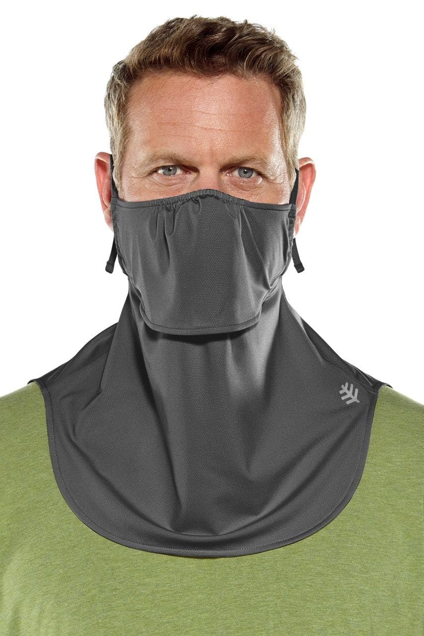 Coolibar UPF 50+ Men's Women's Vermilion UV Layered Mask - Sun Protective, Charcoal, One Size