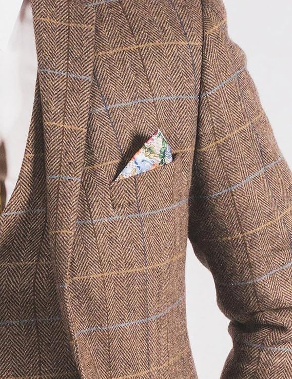 Men's Suits Classic Regular Fit 3 Piece Tuxedos Plaid Tweed Herringbone Jacket+Vest+Trousers Wedding Grooms2