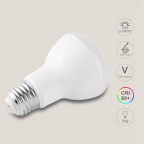 Miniatura 3 de FTL Paquete de 12 bombillas LED BR20 regulables, 3000 K blanco cálido, 7 W, 750 lm, 50 W60 W, equivalente a R20, bombillas de inundación para