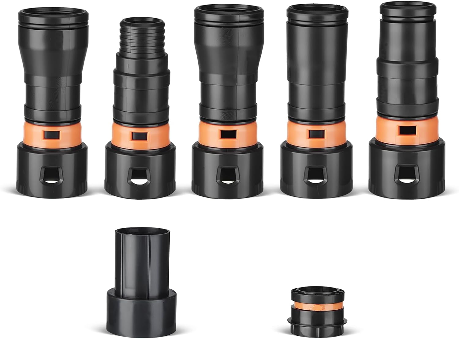 7-Piece Shop Vac Hose Adapter Kit for 1-1/4" Hose, Multi-Size Vacuum Hose Adapters 1-2/3", 1-1/3", 1.1", 0.9", 1-3/4", Universal Shop Vac Attachments & Vacuum Fittings for Sanders, Circular Saws