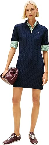 Tommy Hilfiger CO Cable Mid GG Shift MK Vestido para Mujer, WW0WW48444, Color Az