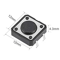Vista 4 de uxcell 0.472x0.472x0.169 in Panel Mini PCB Interruptor de botón táctil momentáneo DIP Negro, Gris 10PCS