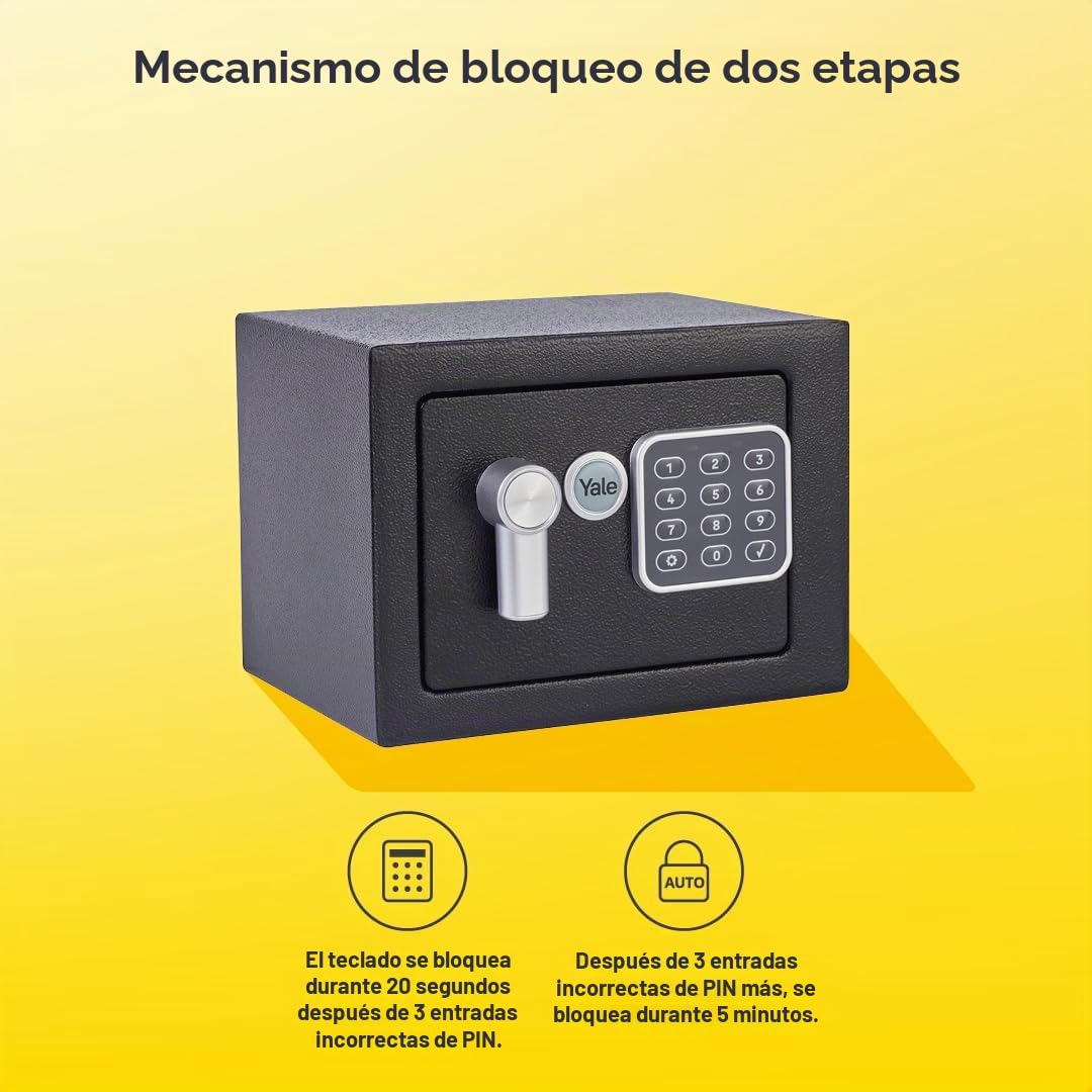 Yale YSV/170/DB2 Caja Fuerte De Seguridad Gama Básica Negro 170 x 230 x 170 mm Pequeña