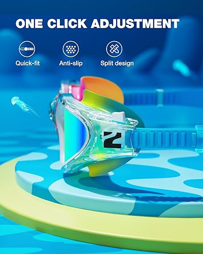 Miniatura 7 de ZIONOR G1MINI MIX - Gafas de natación para niños, con bloques de color, polarizados, sin fugas, antiniebla, para niños (3-14) N