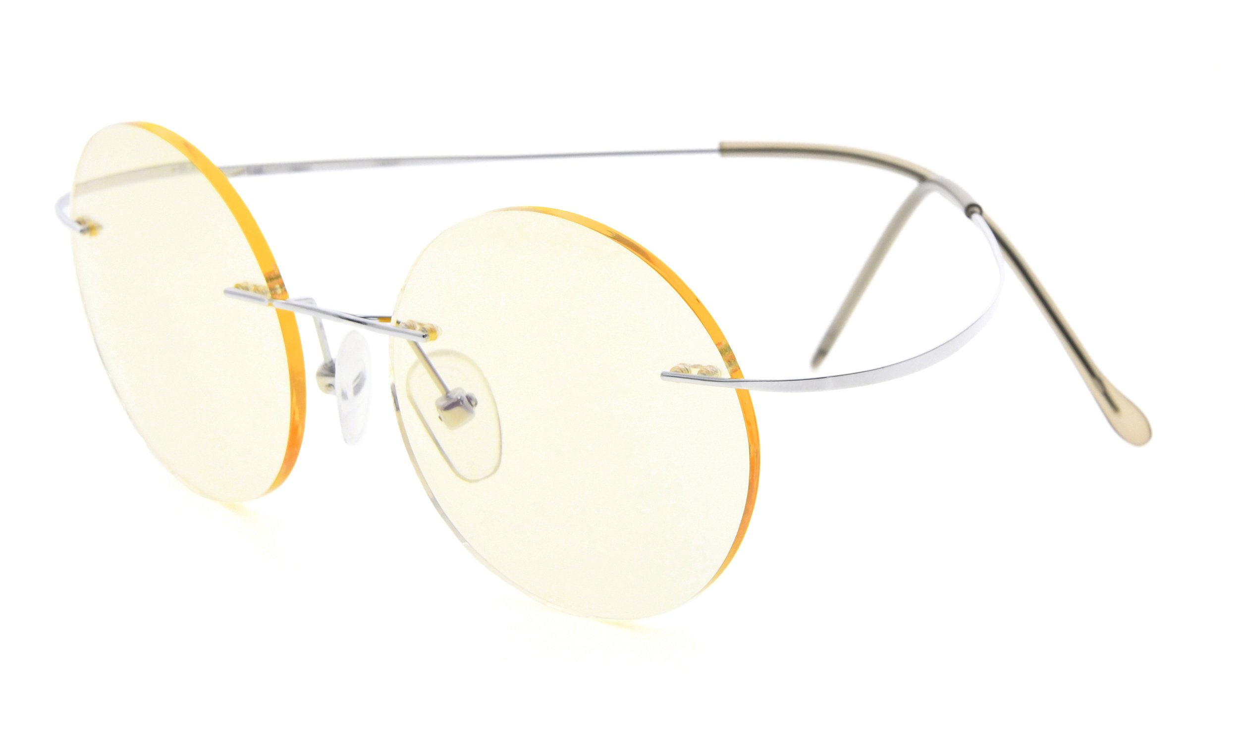 Eyekepper Titanium Rimless Orange Tinted Lenses Computer Reading Glasses Readers Men Women