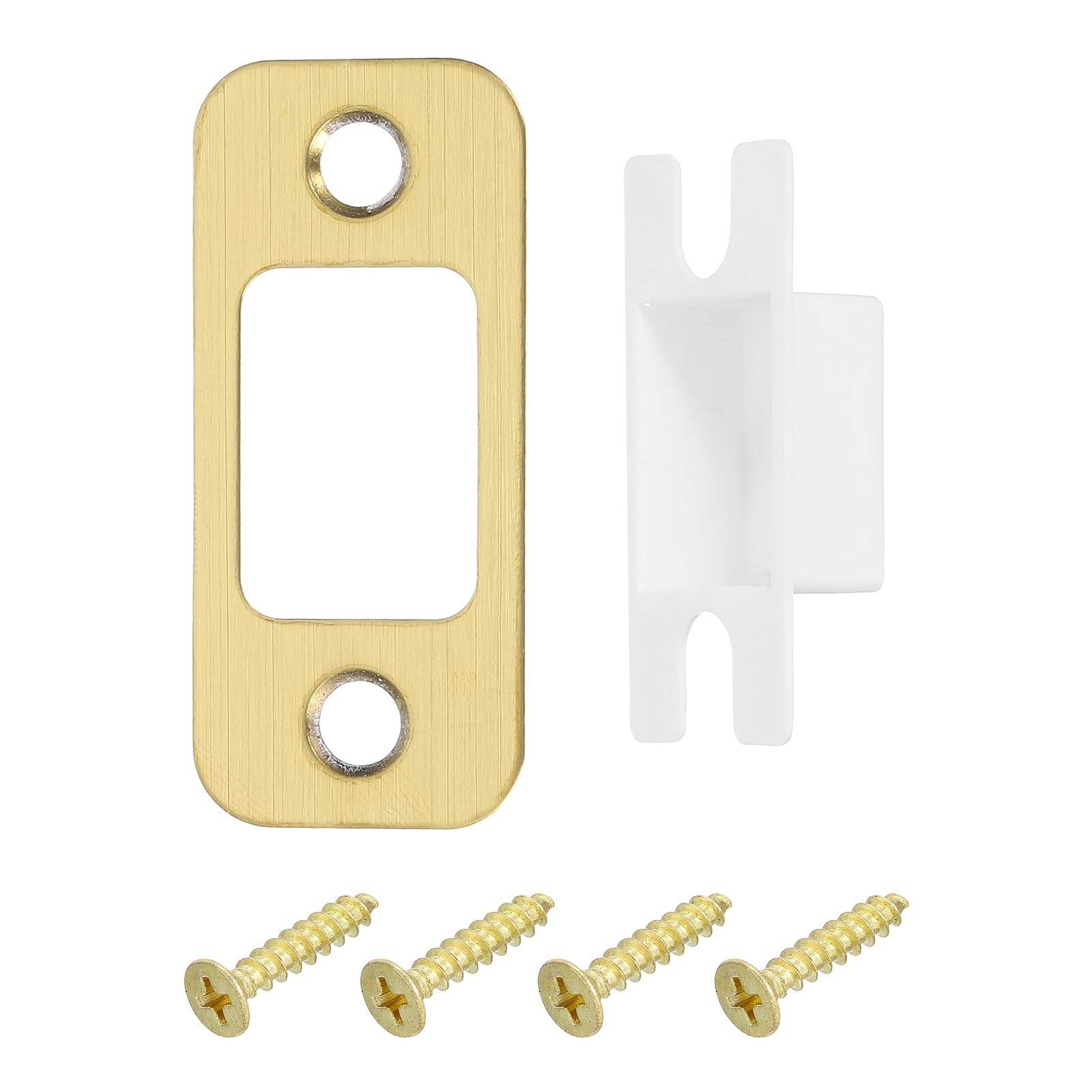 Gâche de porte loquet acier inoxydable et renfort de jambage doré 57 mm