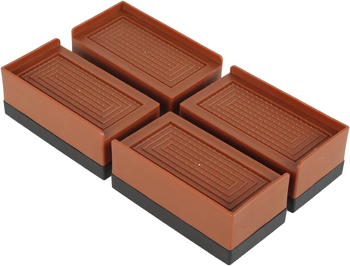 harupink Bed Risers Heavy Duty 2 Inch Furniture Risers for Sofas Stackable Bed Lifts Risers for Bed Frame Wheels Couch, Bed Lifters for Chair Desk Leg Fridge, Lifts Up to 1,300 Lbs (Brown Pack of 4)