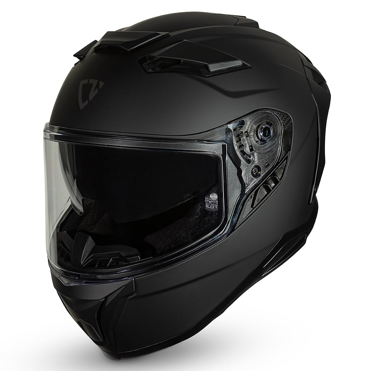 CRUIZER Casco moto Integrale Omologato Nero Opaco con visiera trasparente , visiera sole a scomparsa, visiera smoke