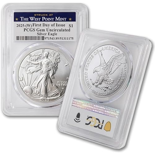 2025 (W) 1 oz American Silver Eagle Coin Gem Uncirculated (First Day of Issue - Struck at the West Point Mint) $1 PCGS GEMUNC