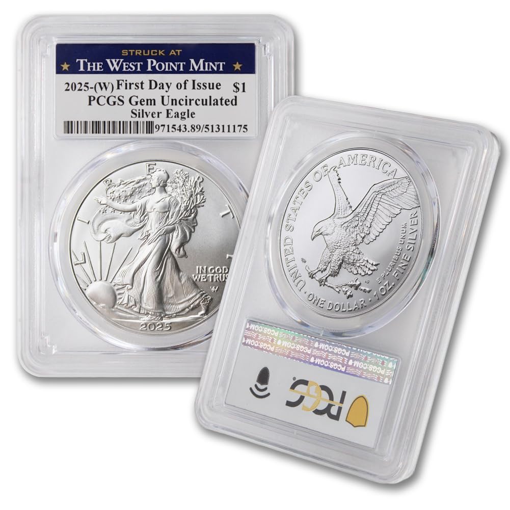 2025 American Silver Eagle Coin GEMUNC (First Day of Issue) West Point