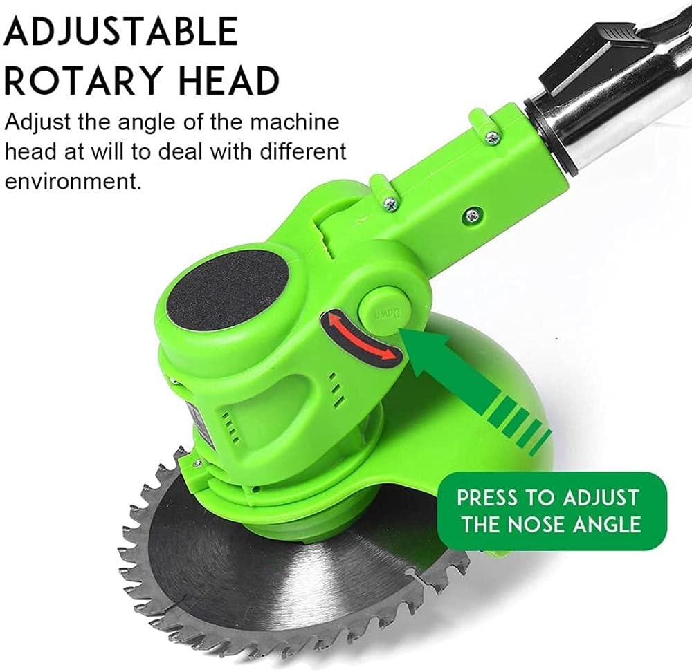 Electric Grass Trimmer 24V Cordless Lawn Edger Battery Powered Lightweight Telescopic Grass Cutter with Replace Blade for Grass Trimming Edging