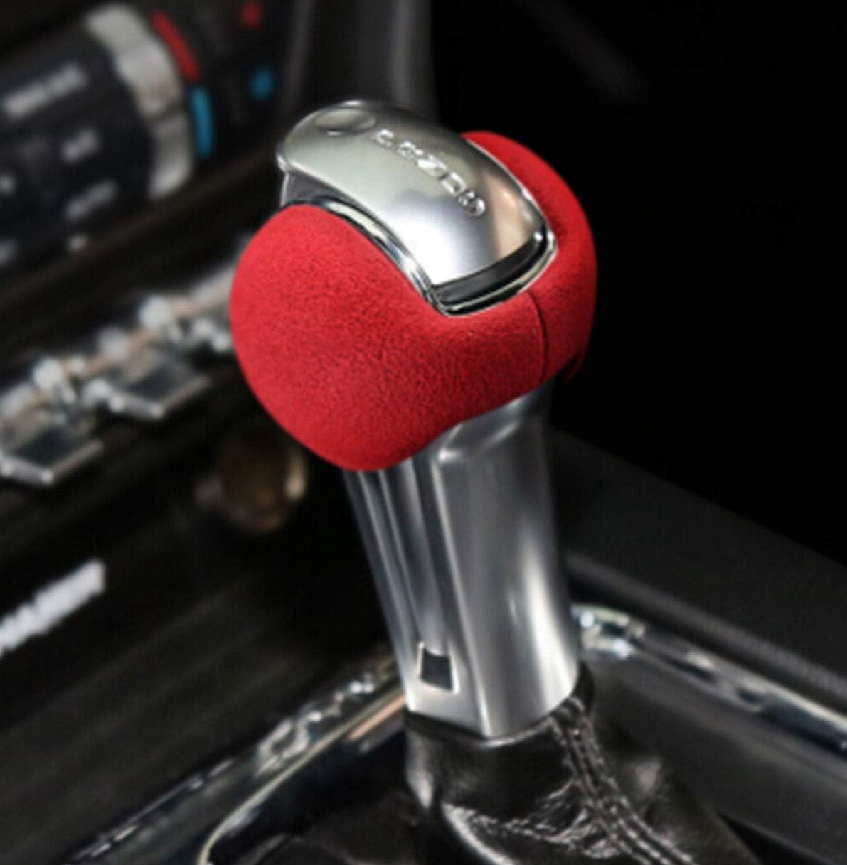 TopDall Alcantara Gear Stick Shift Auto Knob Cover Interior Accessory Compatible for Ford Mustang 2016-2021