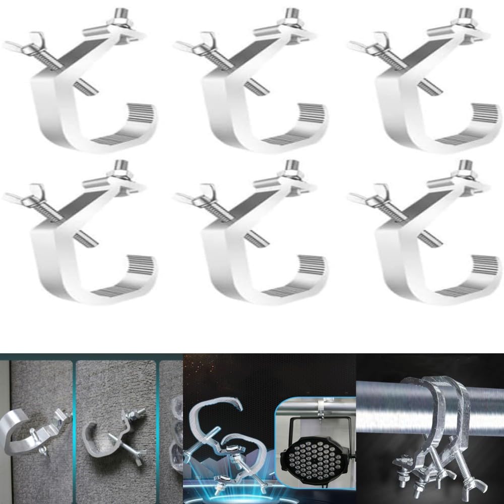 6 abrazaderas de luz de escenario, abrazaderas para luces de luz, abrazadera de aleación de aluminio resistente, montaje de gancho de montaje, abrazaderas para iluminación de DJ, luces de
