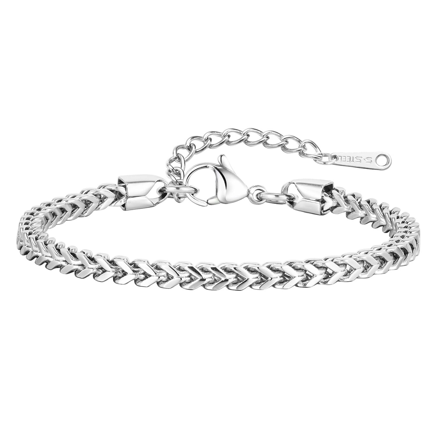Silver Plated Stylish Chain Link Bracelet Fashion Jewellery for Men & Women-image-49