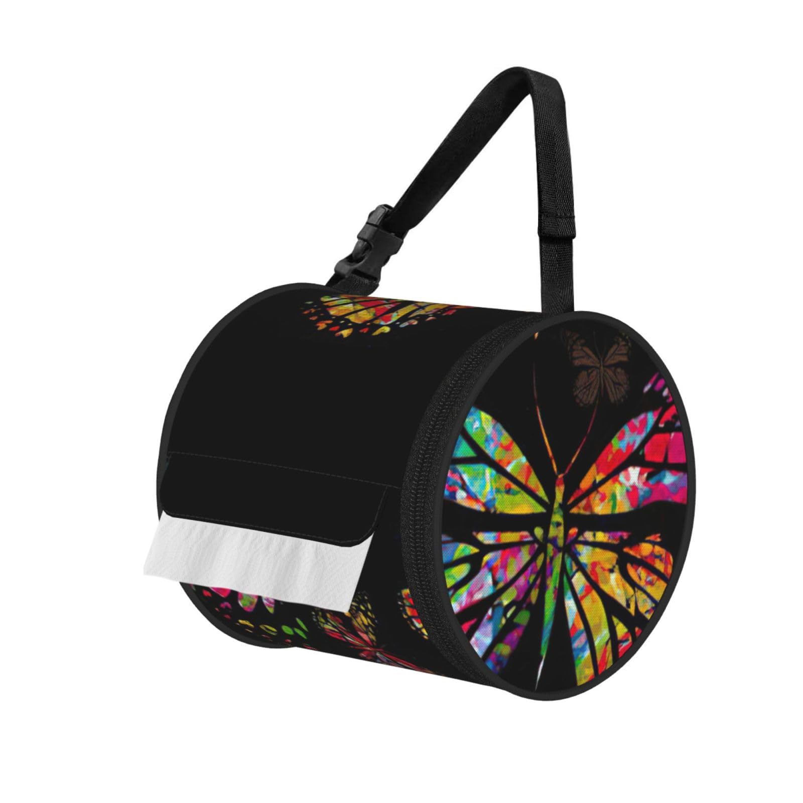 Pretty Butterfly Print Fashion Tissues Organizer Box, Hanging Tissue Holder For Purse Coins For Car Office Daily Outing