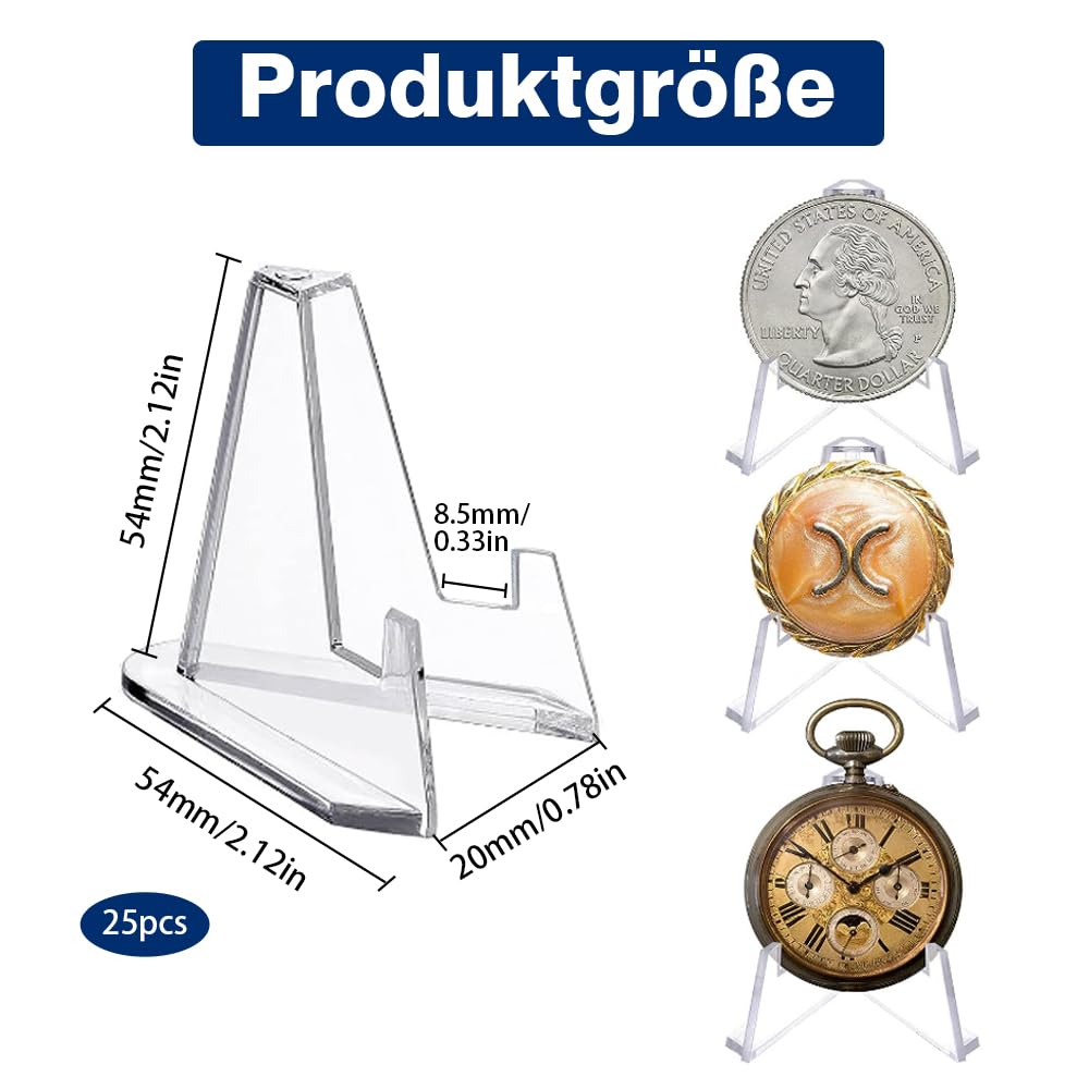 Akrylowy stojak na karty, 25 sztuk akrylowych sztalug, stojak na karty kolekcjonerskie, przezroczysty wyświetlacz, sztaluga na monety, zegarki kieszonkowe, medale
