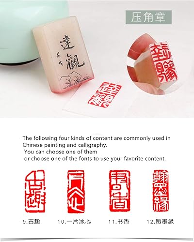 Miniatura 6 de Juego de caligrafía china personalizada y sello de pintura, sello de nombre tallado a mano
