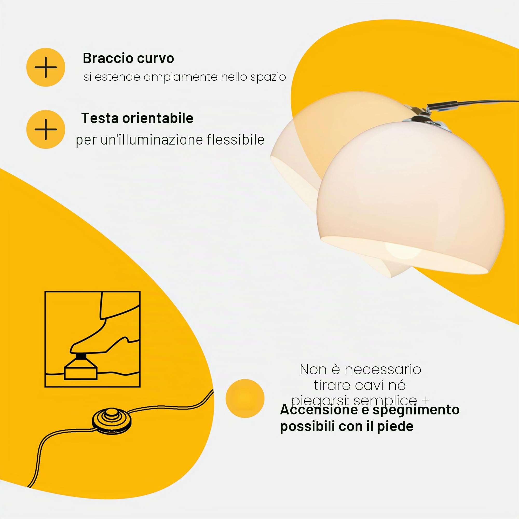 Brilliant Lampe Vessa Bogenstandleuchte 1, 7m chrom/weiß