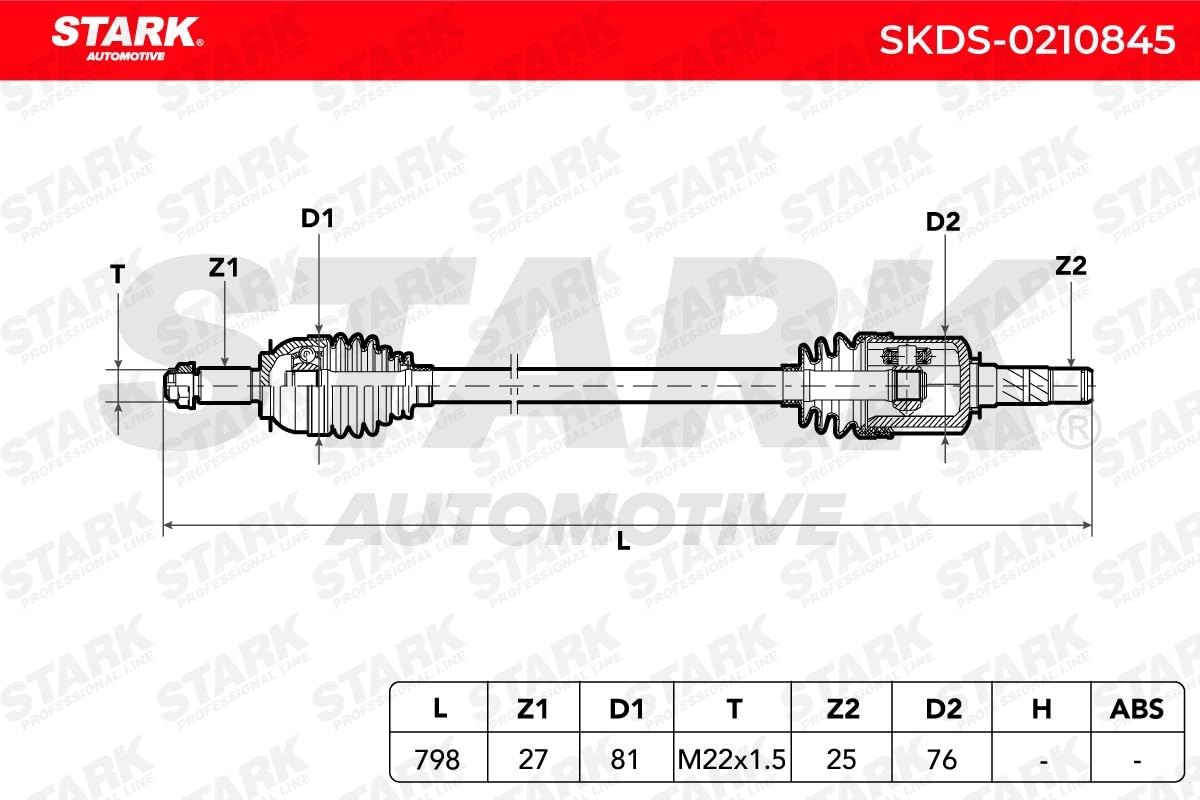 Wał Napędowy STARK SKDS-0210845 przedni lewy prawy Kompatybilny z SUBARU Legacy V Kombi BR IMPREZA hatchback GP XV GP WRX sedan GJ FORESTER SH