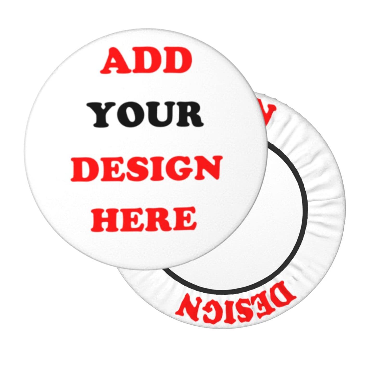 Custom Round Bar Chair Cushion Cover, Personalized Your Name Photo Text Stool Cover Washable Round Chair Case (12/13/14Inch) (14 inch)